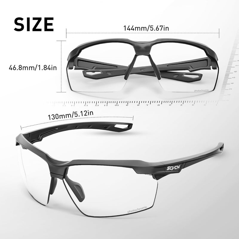 SCVCN Photochromic Sunglasses Sports Cycling Glasses for Men Women Youth Clear Glasses UV400 Protection MTB Running S87 - Image 5